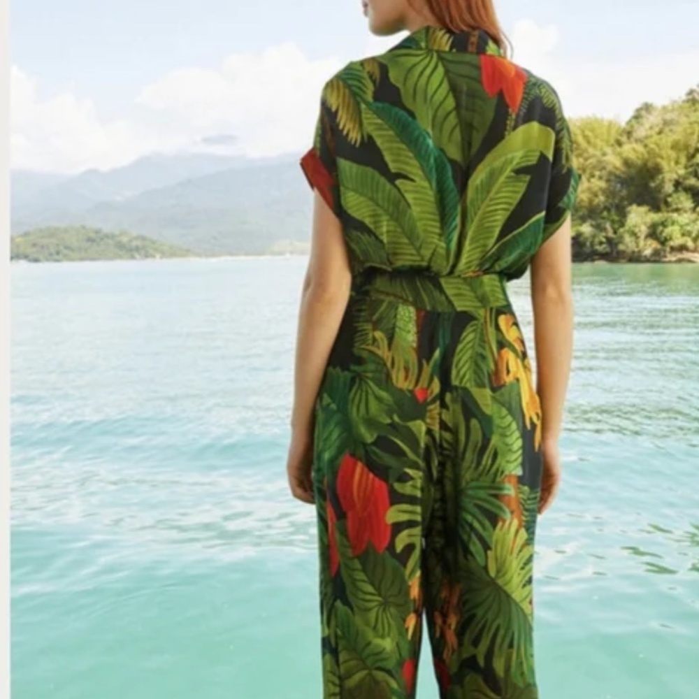 Farm Rio Cocoa Forest Jumpsuit w/ pockets NWT - Picture 3 of 16